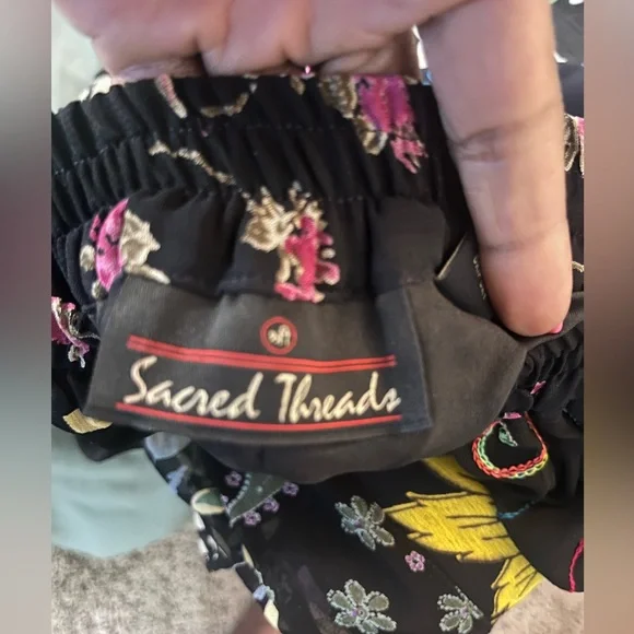 Vintage Y2K Sacred Threads Patchwork Bohemian Hippie Maxi Skirt S/M - Picture 7 of 17